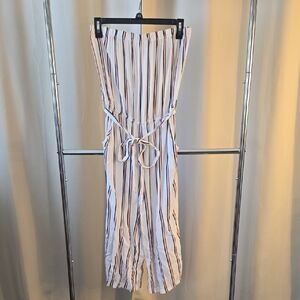 Striped Women's Sleeveless Jumpsuit - Red, White and Blue.